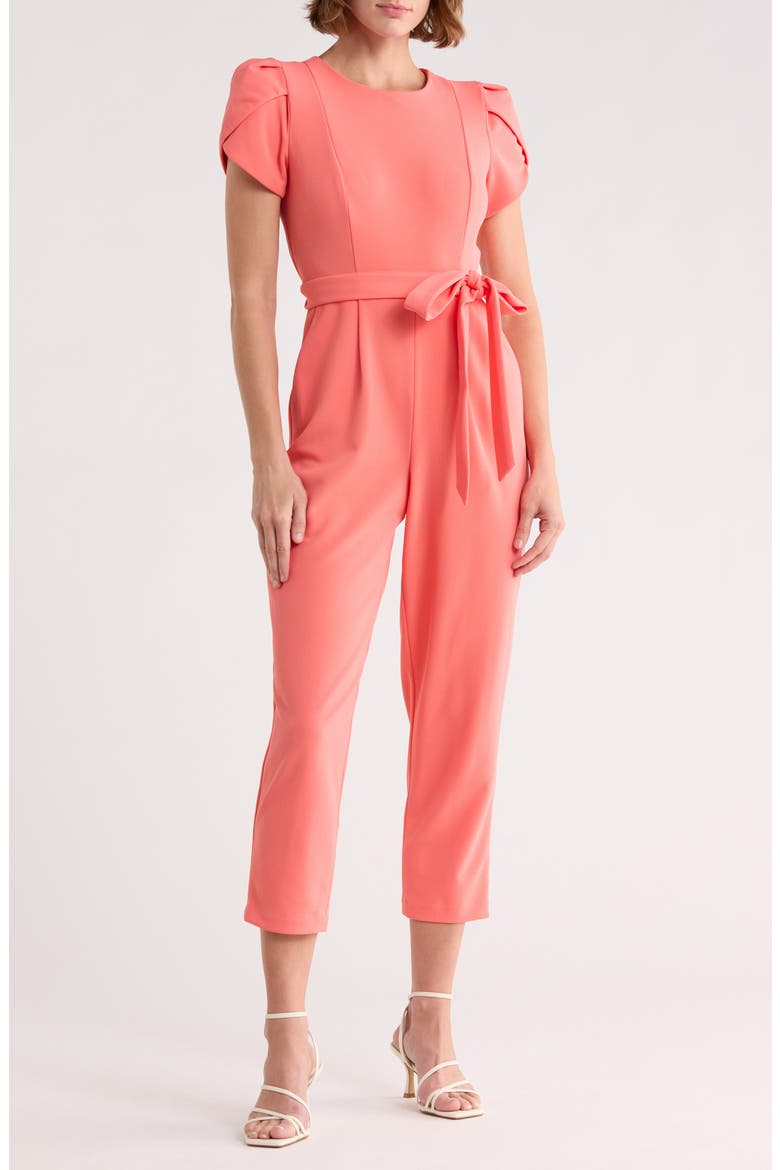 Tulip Sleeve Belted Jumpsuit, Main, color, ROSE