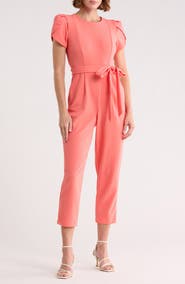 Calvin Klein Tulip Sleeve Belted Jumpsuit