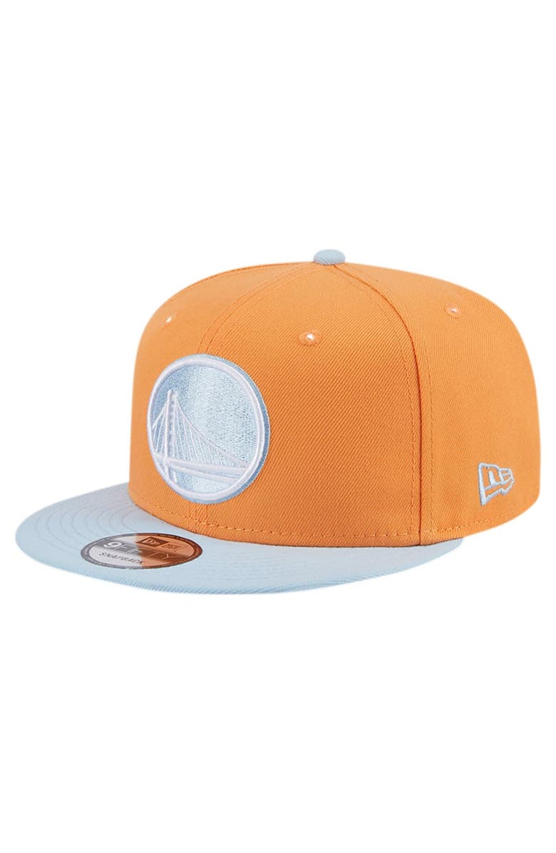 New Era Men's New Era Orange/Light Blue Golden State Warriors 2-Tone Color Pack 9FIFTY Snapback Hat, Main, color,