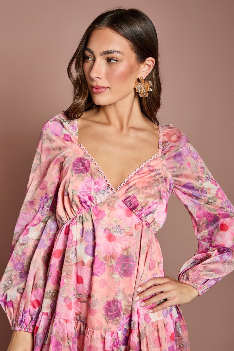 Printed Fit & Flare Maxi Dress, Alternate, color, Pink