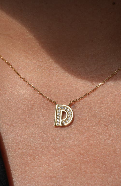 Argento Vivo Sterling Silver Cubic Zirconia Initial Pendant Necklace In Gold