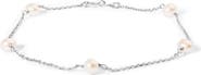 Haus of Brilliance 14K White Gold Cultured White Freshwater Pearl Station Bracelet