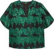 SUGARLIPS Elyna Jacquard Tavia Split Neck Top