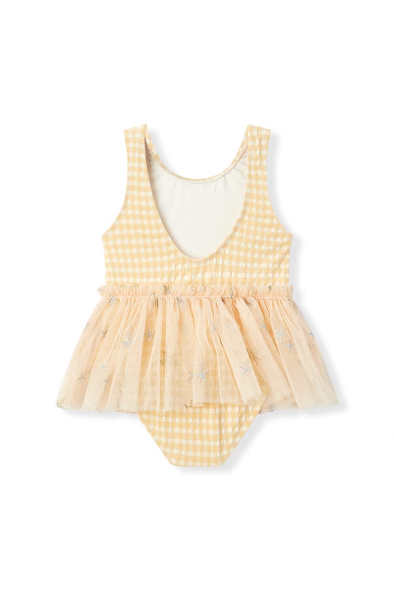 Ballet Skirt Swimsuit, Alternate, color, Yellow Gingham