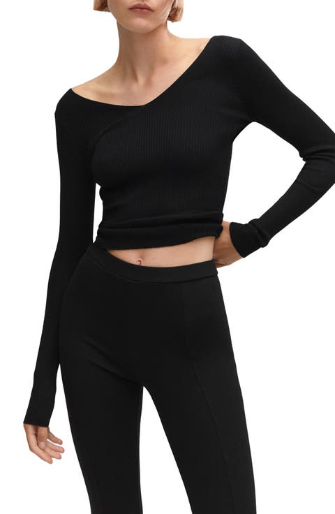 V-Neck Rib Crop Sweater