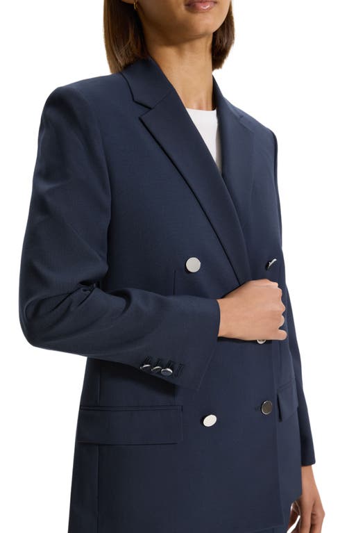 Theory Boxy Double-breasted Wool-blend Jacket In Nocturne Navy