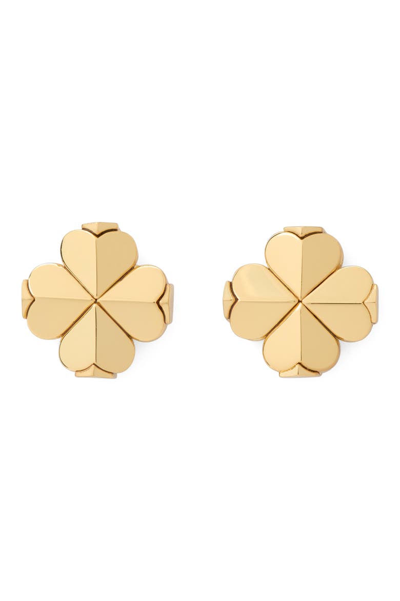 spade flower stud earrings, Main, color, GOLD.