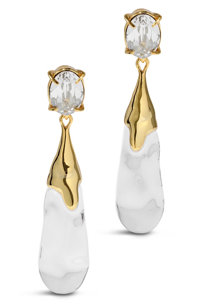 Small Bonbon Crystal Lucite® Teardrop Earrings, Main, color, GOLD/ LUCITE