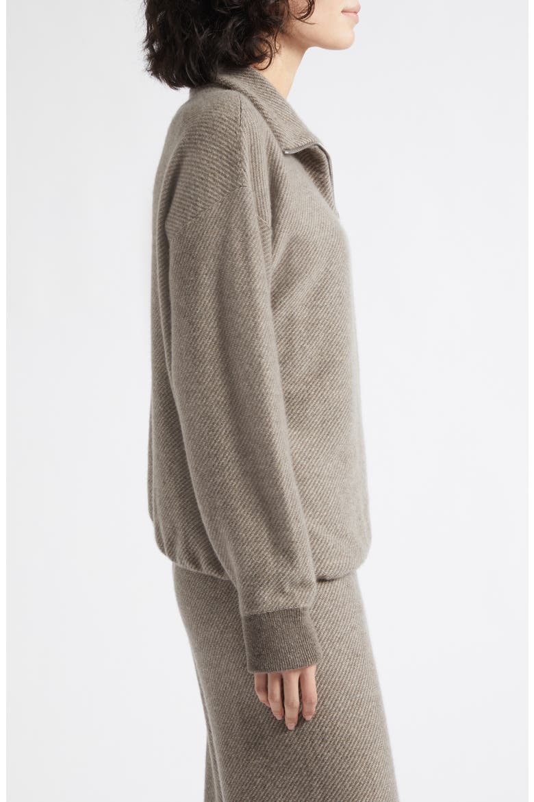 Reel Cashmere Quarter Zip Sweater, Alternate, color, HEATHER/ PEBBLE