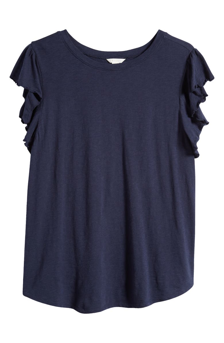Caslon<sup>®</sup> Flutter Sleeve Cotton Slub Jersey Top, Alternate, color,