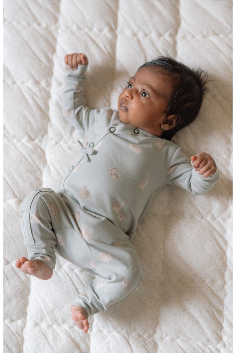 Littles Snap Front Stretch Organic Cotton Romper, Alternate, color, HOPPY BUNNY