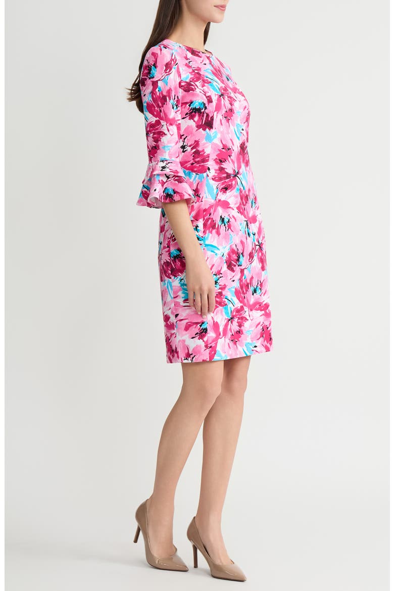 Double Flutter Sleeve Dress, Alternate, color, LILY WHITE MULTI