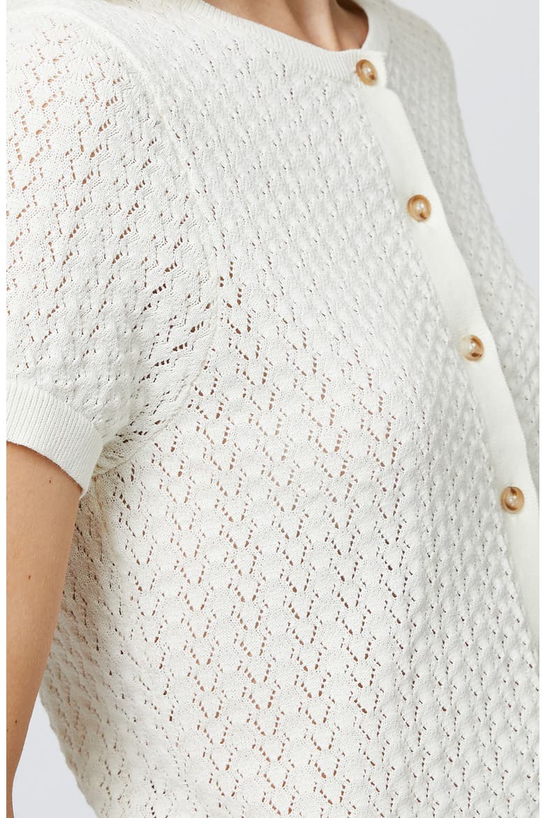Pointelle Cotton Blend Cardigan, Alternate, color, CREAM