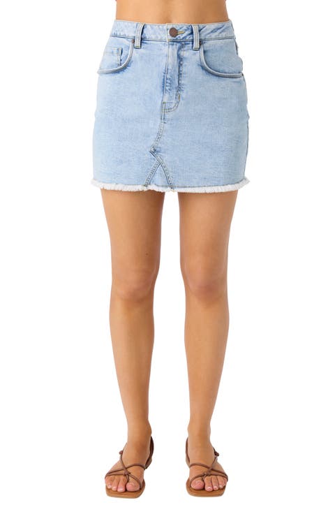 Madalena Frayed Hem Denim Miniskirt