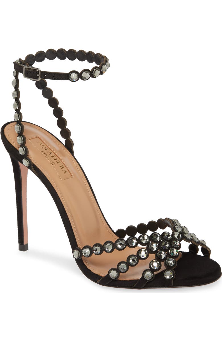 Aquazzura Crystal Tequila Ankle Strap Sandal, Main, color,