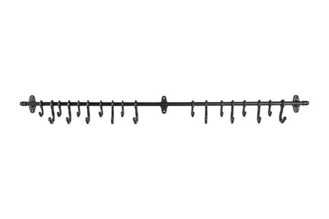 Decorative Forged Metal Wall Rod with 18 Hooks