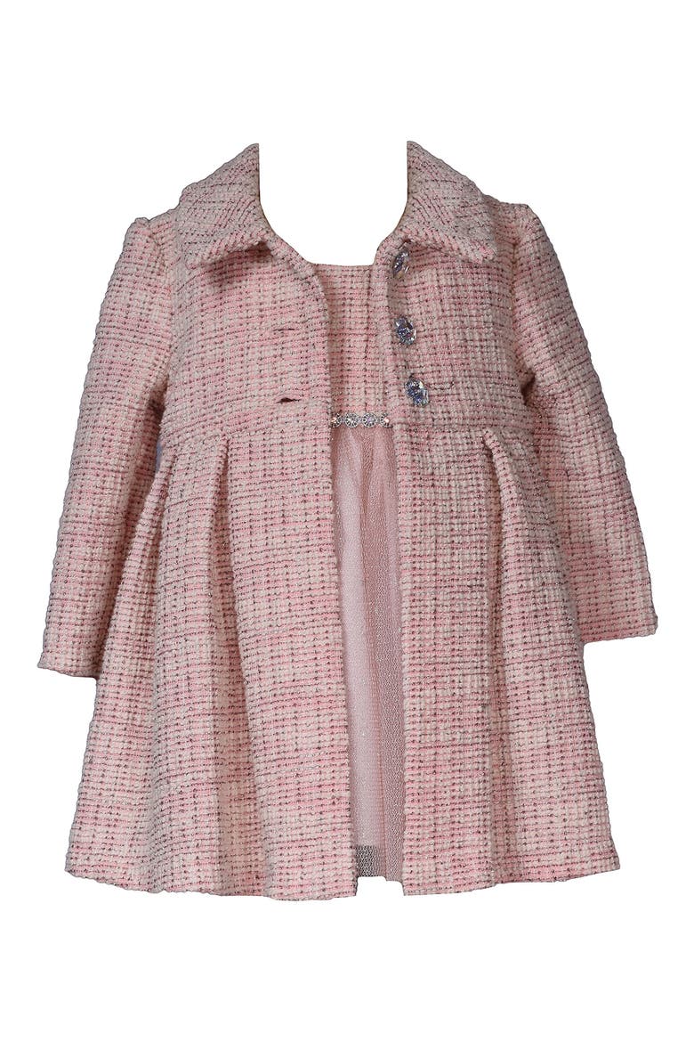 Kids' Bouclé Coat & Dress Set, Main, color, BLUSH