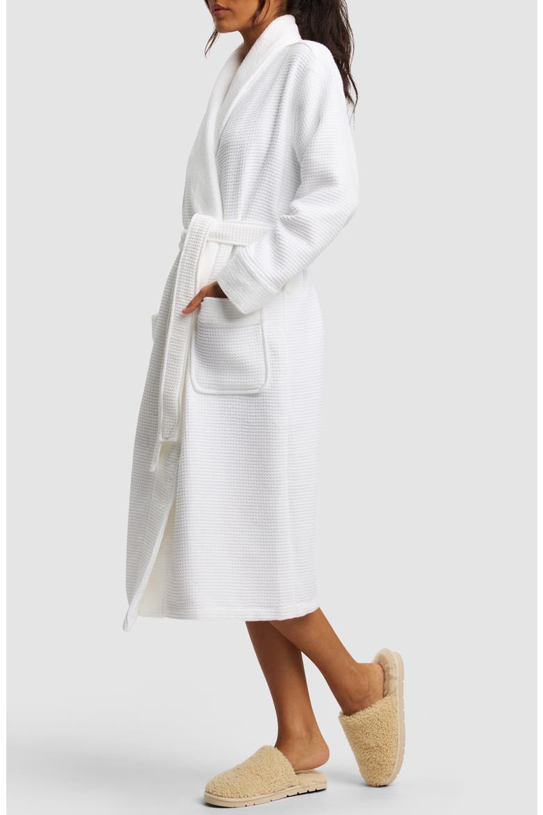 Waffle Terry Bath Robe, Alternate, color, WHITE