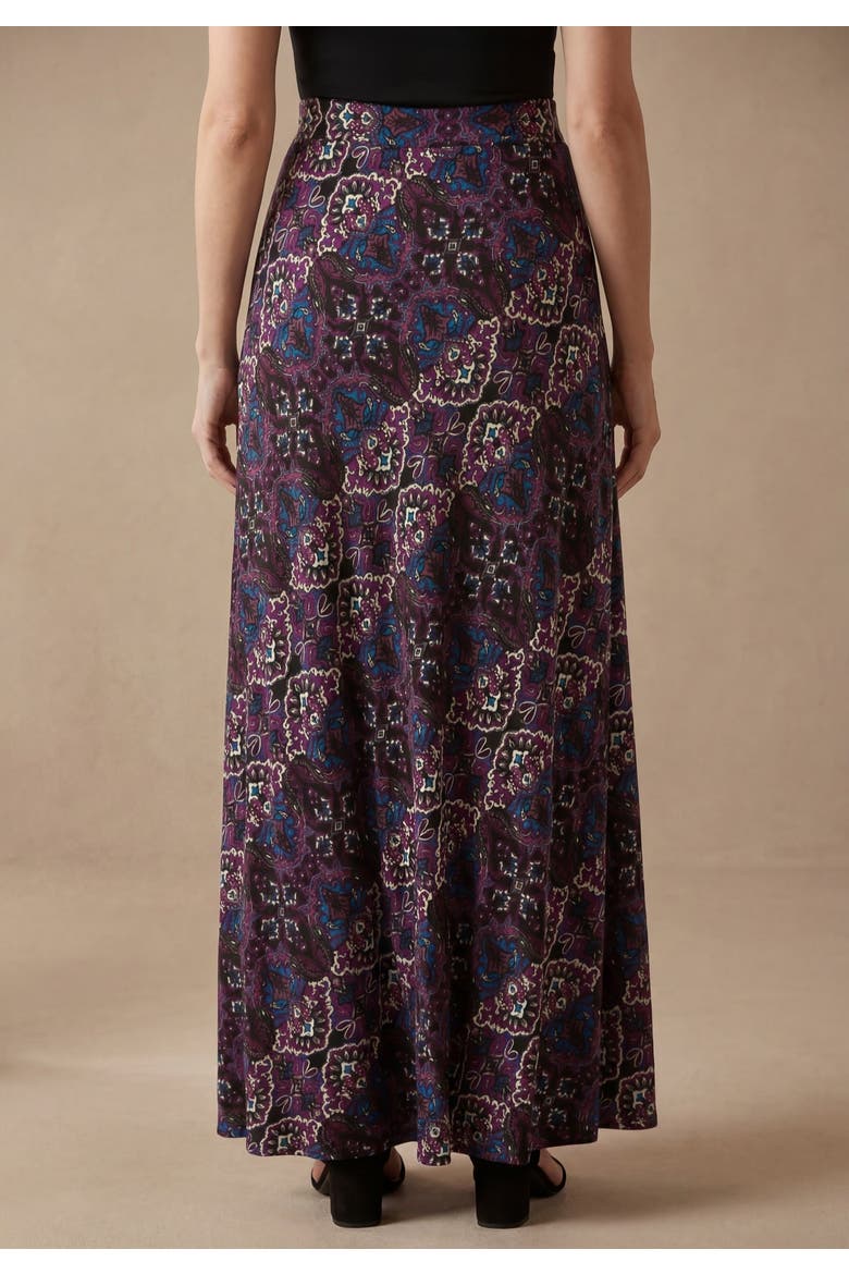 Everyday Stretch Knit Maxi Skirt (Plus), Alternate, color, BLACK SCALLOP MEDALLION