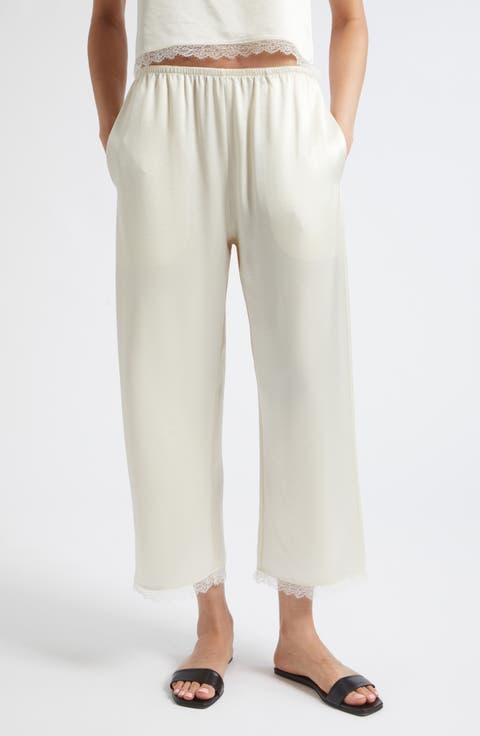 Barb Lace Detail Crop Satin Pants