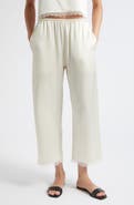 LESET Barb Lace Detail Crop Satin Pants