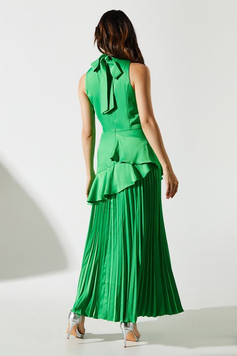 Sleeveless Ruffle Satin Dress