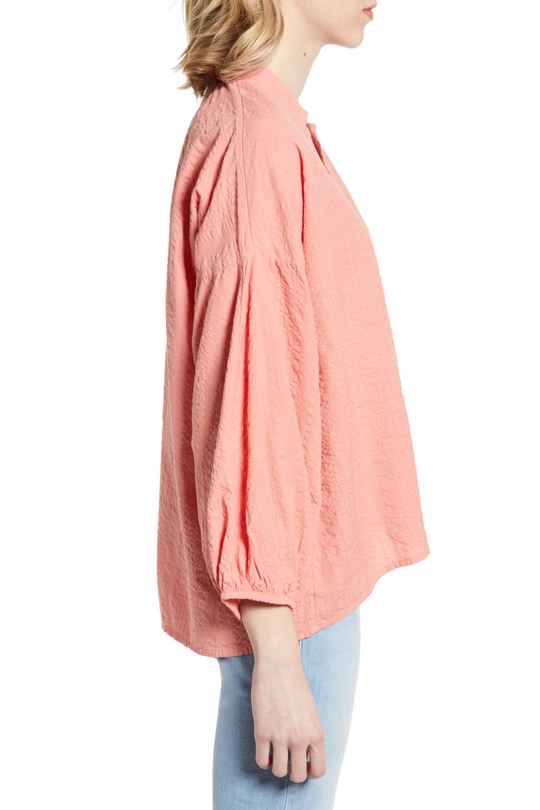 Seersucker Poet Blouse, Alternate, color, CORAL ISLANDS