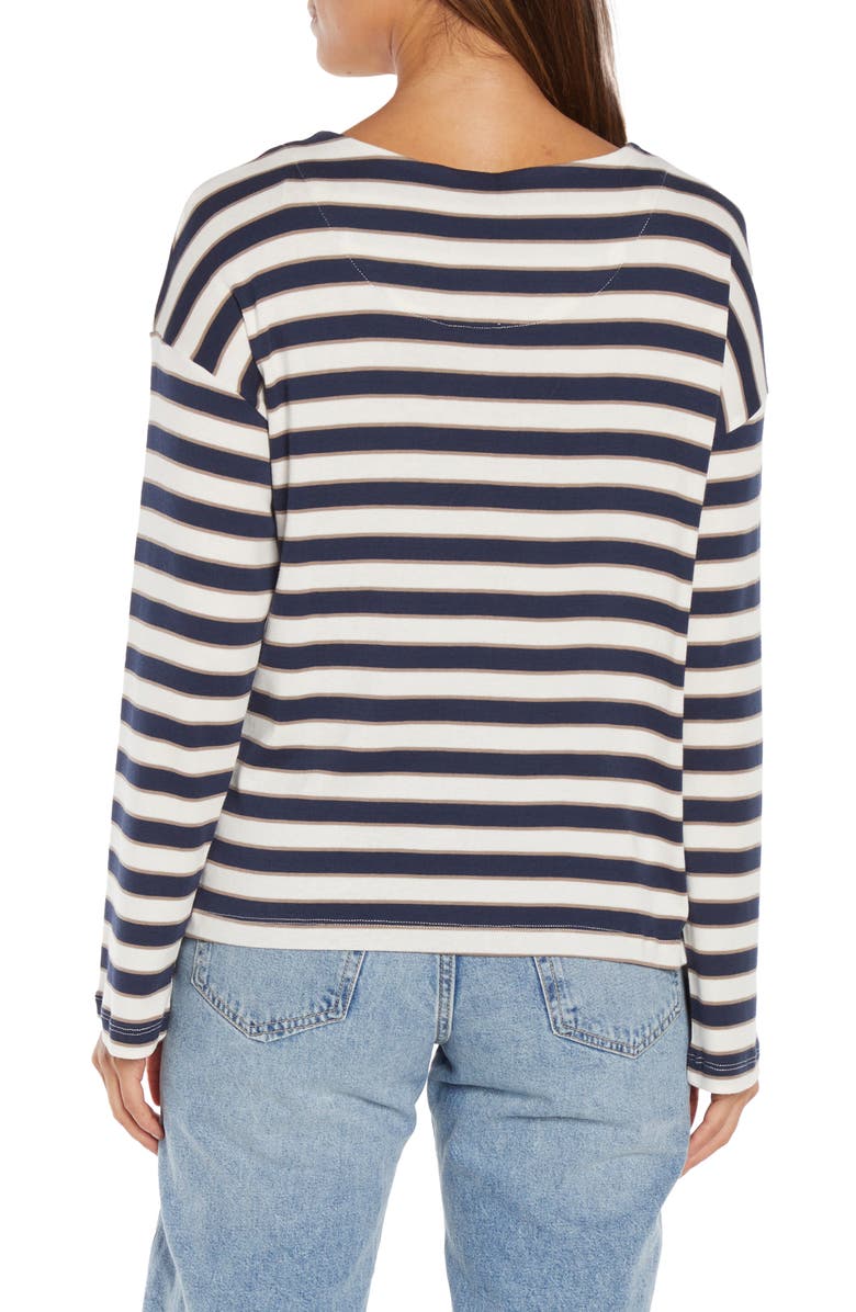 Three Dots Rumi Stripe Long Sleeve Cotton & Modal T-Shirt, Alternate, color, 