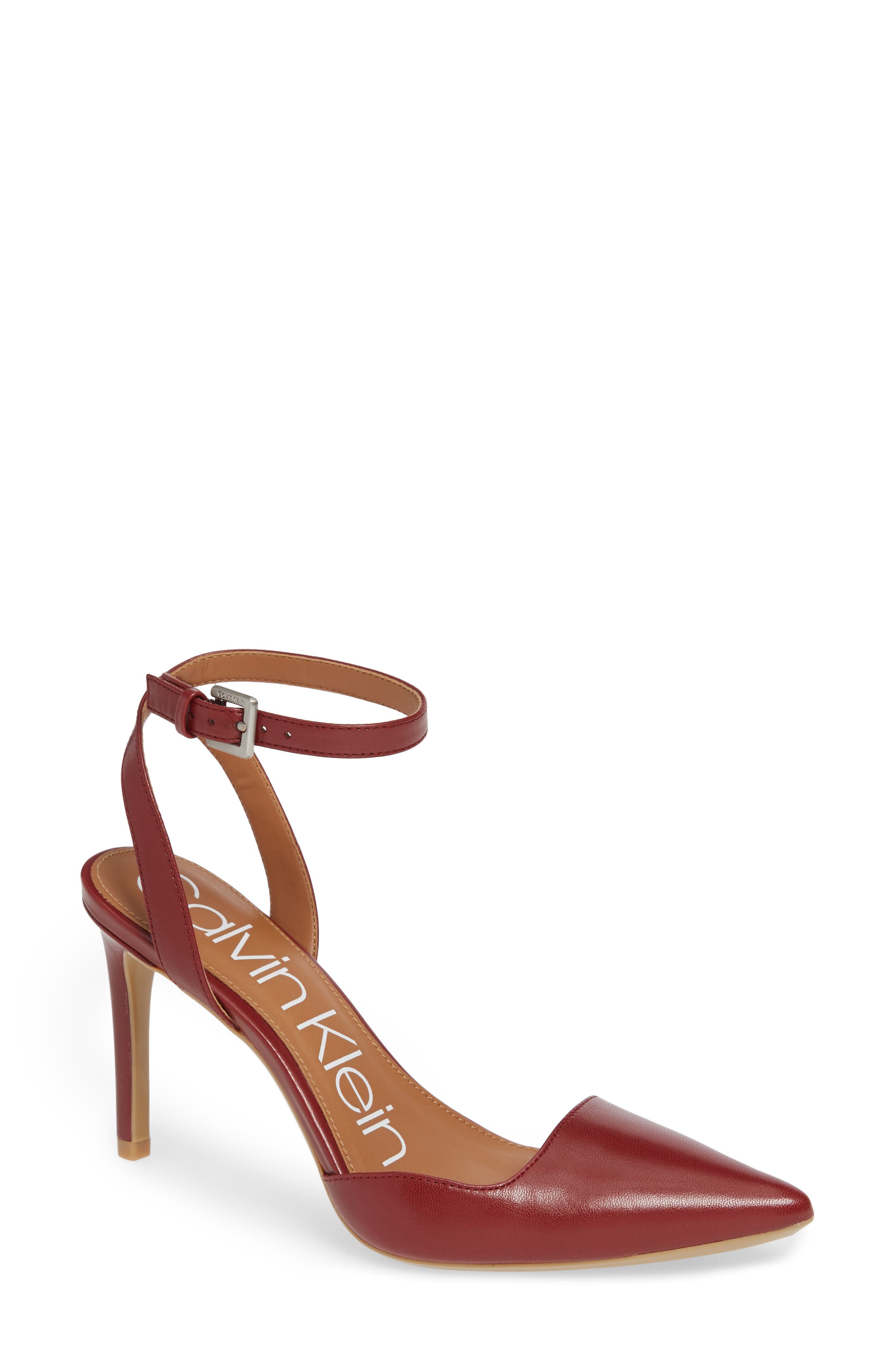 Raffaela Ankle Strap Pump, Main, color, RED ROCK LEATHER