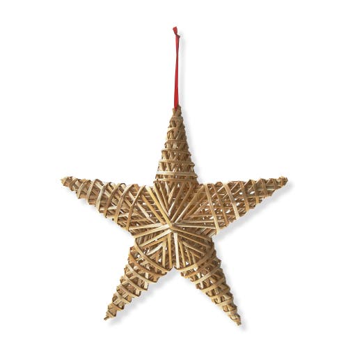 Tag Straw Star Hanging Decor With Led Lighting For Everyday Use In Neutral