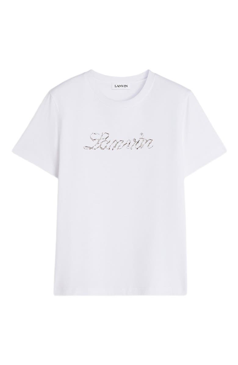 Lanvin Bead Embroidered T-Shirt, Alternate, color, Optic White