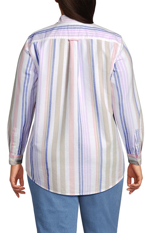 Lands' End Oxford Shirt In Desert Tan Variegated Stripe