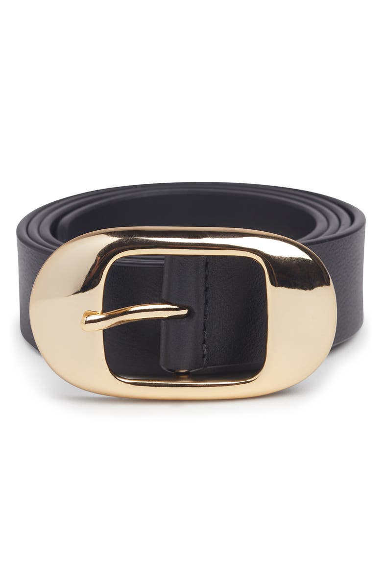 Favorite Daughter Leather Belt, Alternate, color, Black/ Polished Gold