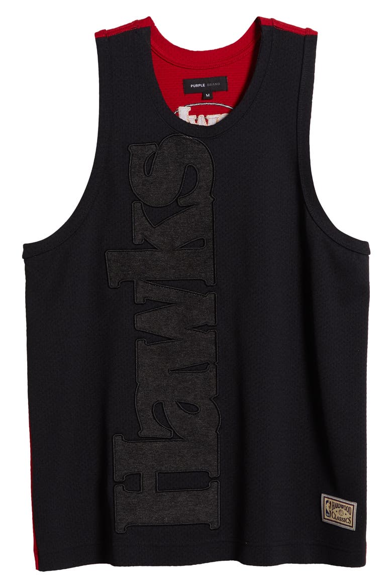 Atlanta Hawks Appliqué Mesh Jersey, Alternate, color, BLACK MULTI