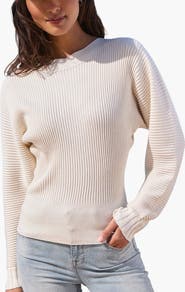LASCANA Boat Neck Ribbed Sweater