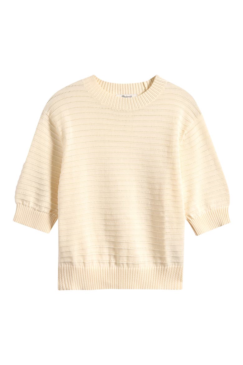 Textural Stitch Crewneck Cotton Sweater, Alternate, color, VINTAGE IVORY