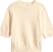 Madewell Textural Stitch Crewneck Cotton Sweater