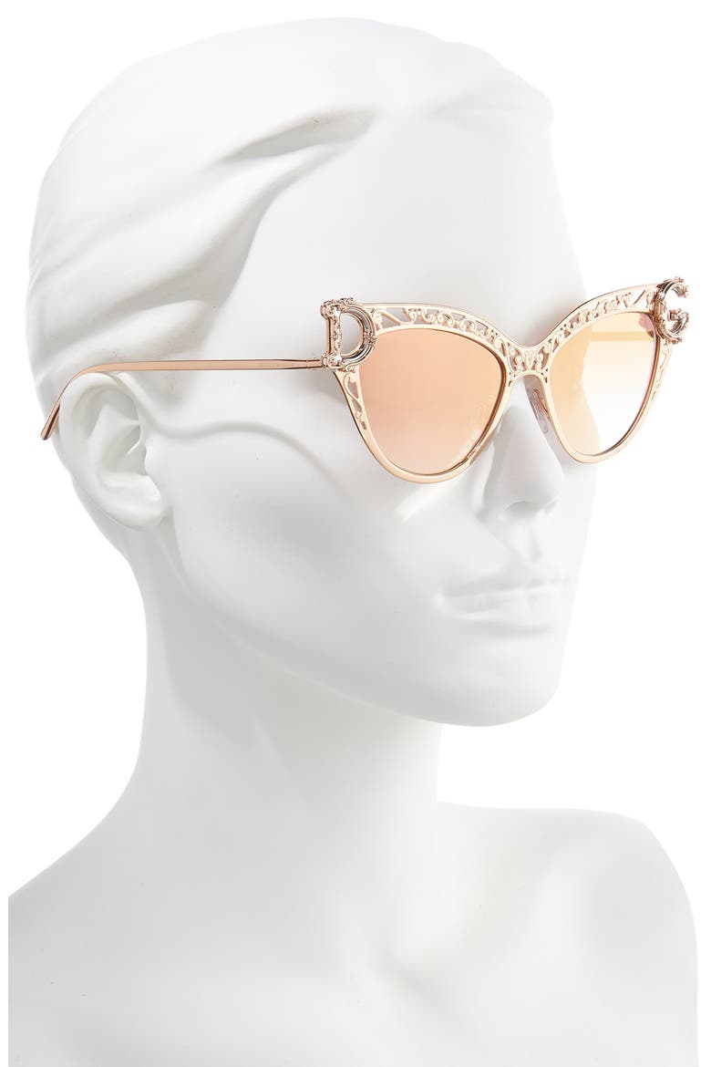 54mm Cat Eye Sunglasses, Alternate, color, PINK GOLD/ GRAD PINK MIRROR