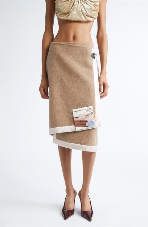 Salome Asymmetric Wool Blend Wrap Skirt