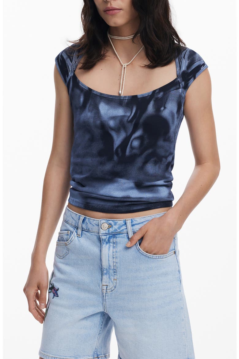 Printed Abstract T-Shirt, Main, color, BLUE