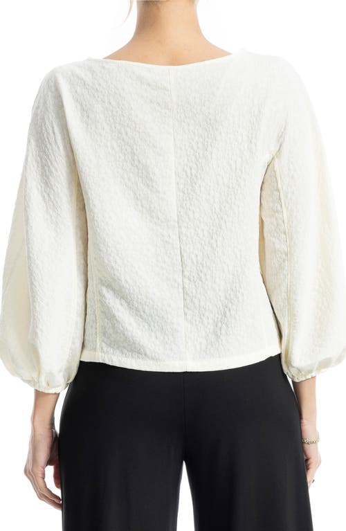 Max Studio Floral Textured Balloon Sleeve Top In Natural