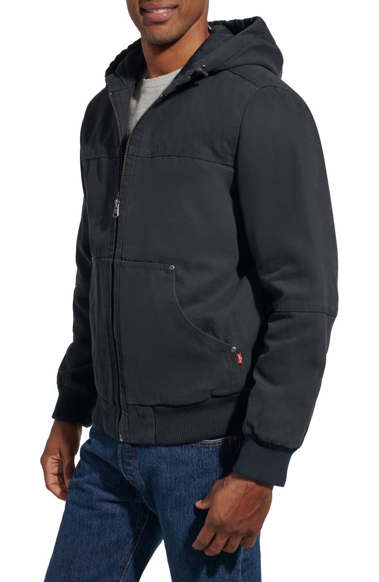Levi's Workwear Hooded Bomber, Alternate, color, Navy