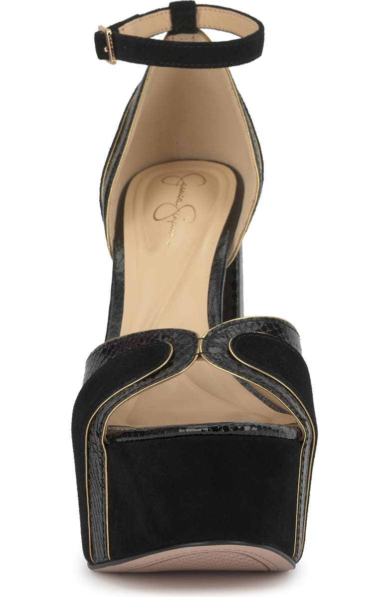 Jessica Simpson Avele Ankle Strap Block Heel Platform Sandal, Alternate, color, Black/ Gold