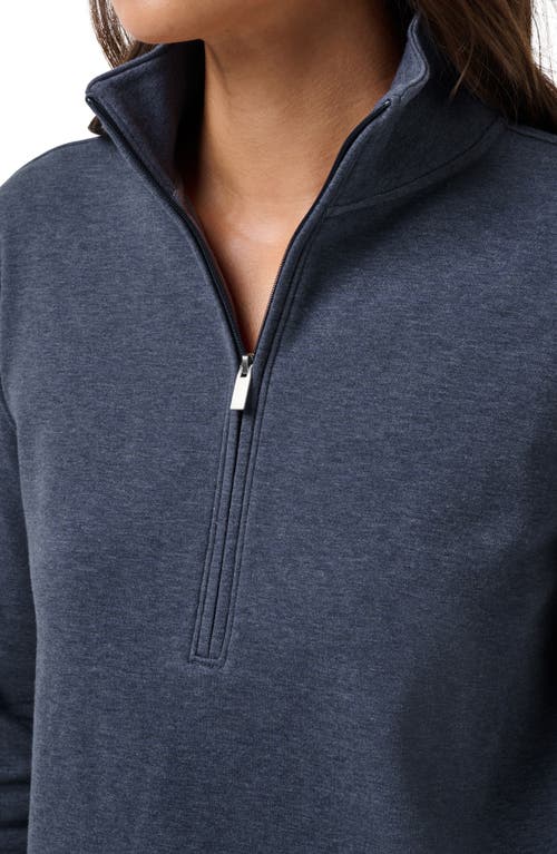 Travismathew Cloud Half Zip Pullover In Heather Navy Blazer