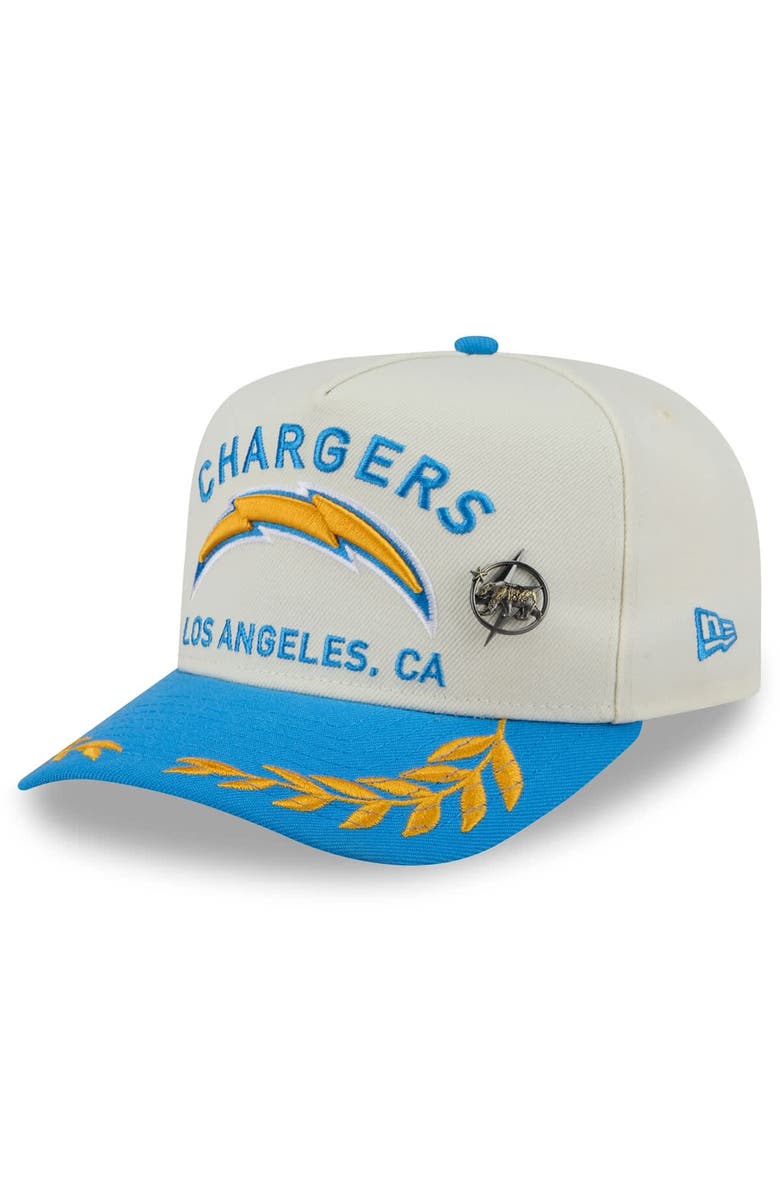 New Era Men's New Era Cream/Powder Blue Los Angeles Chargers 2025 NFL Draft A-Frame 59FIFTY Fitted Hat, Main, color,