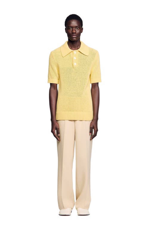 Sandro Knit Polo Shirt In Yellow