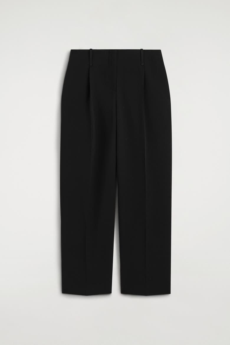 Pleated Crepe Straight-Leg Pants, Alternate, color, BLACK