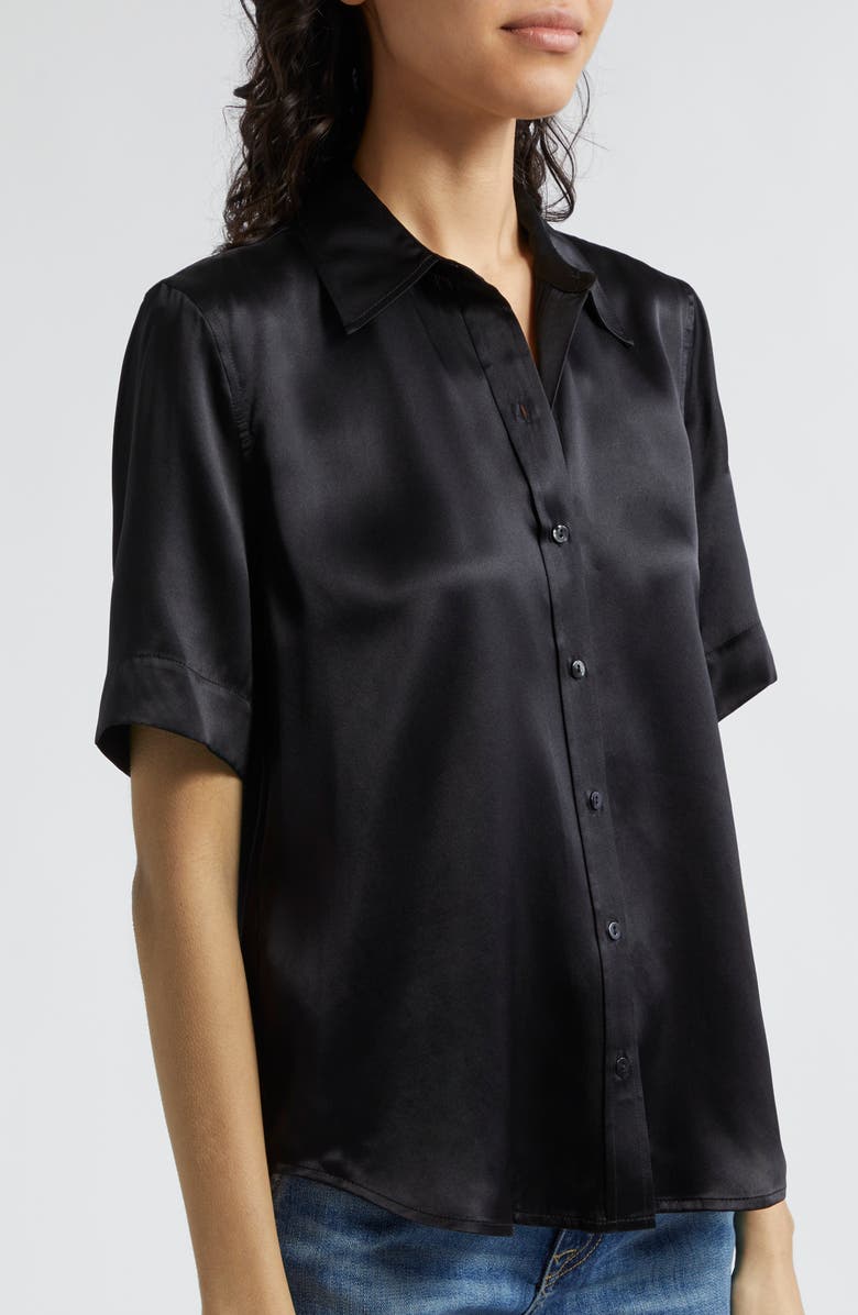 L'AGENCE Elah Short Sleeve Silk Shirt, Alternate, color, 