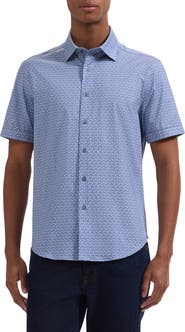 Bugatchi Miles OoohCotton® Flamingo Print Short Sleeve Button-Up Shirt