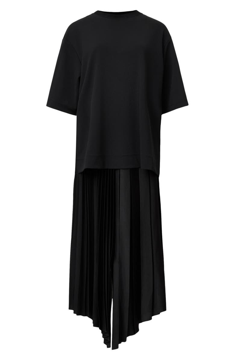 AllSaints Jax Short Sleeve Top & Pleated Sleeveless Dress, Alternate, color, Black
